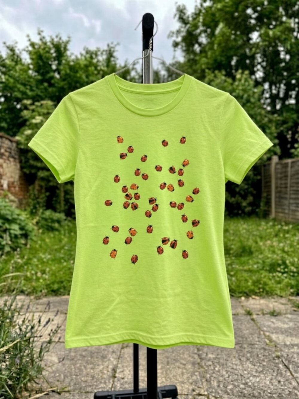 Scattered Ladybugs Pattern Garden Insect Graphic T-Shirt Gildan Women Tee